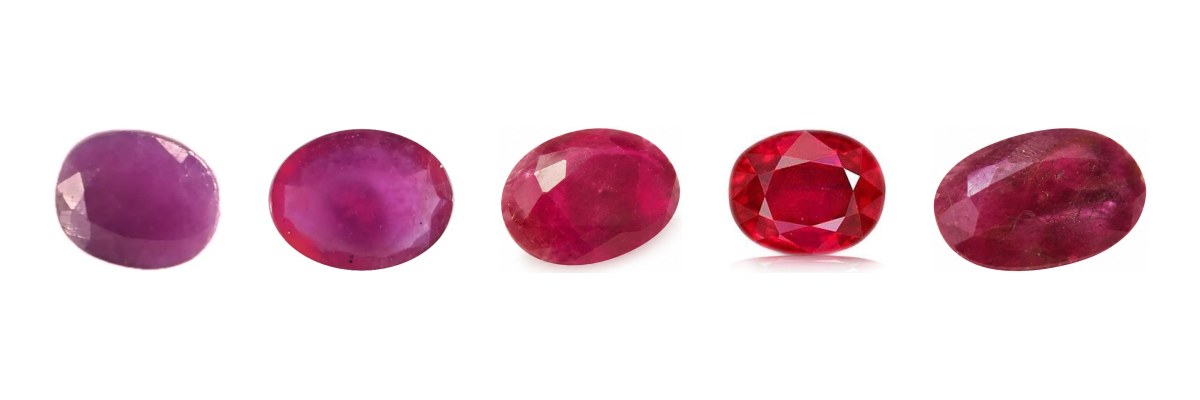 Ruby Stone colour shades from light red to deep red